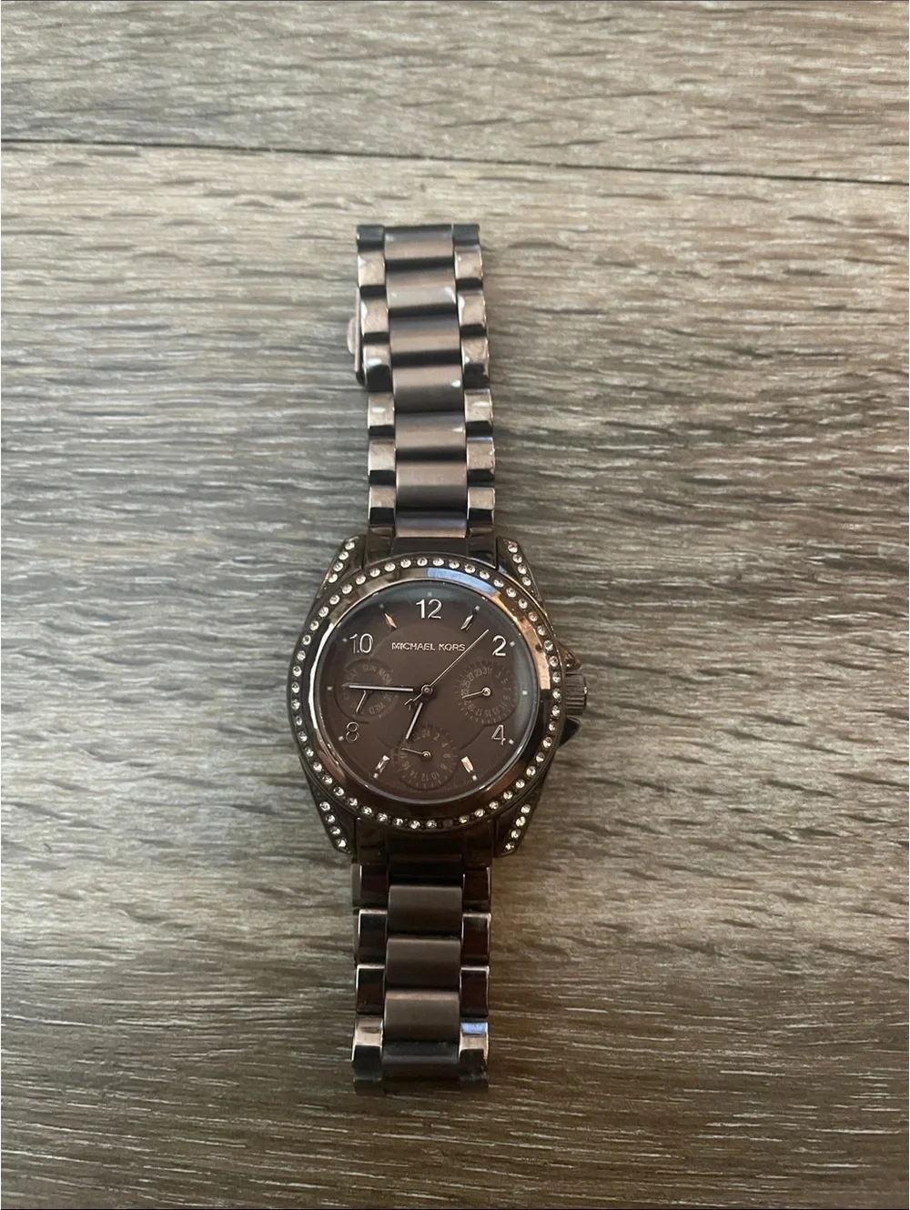 Michael Kors Brown Crystal Bezel Stainless Watch